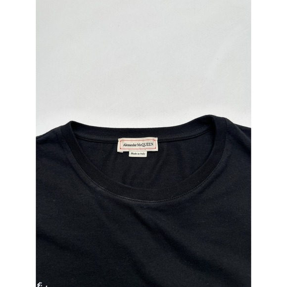 Alexander McQueen T-Shirt Mens Medium Black Graphic Logo Italy Designer - Picture 5 of 9
